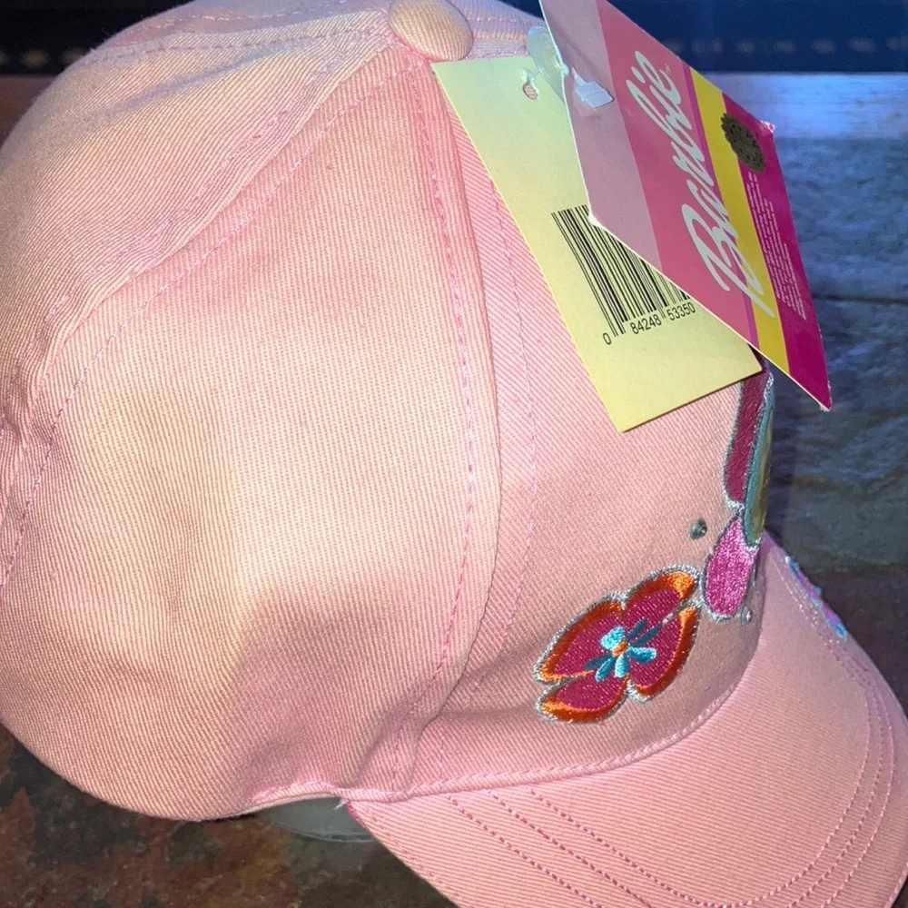 Barbie Pink Ball Cap With Portrait‎ and Embroidery Floral Design